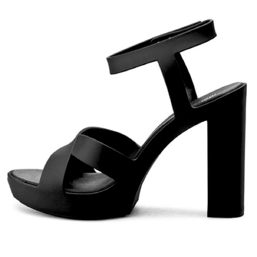 SOLD Melissa Chic Black Strappy platform chunky heels - Picture 2 of 7